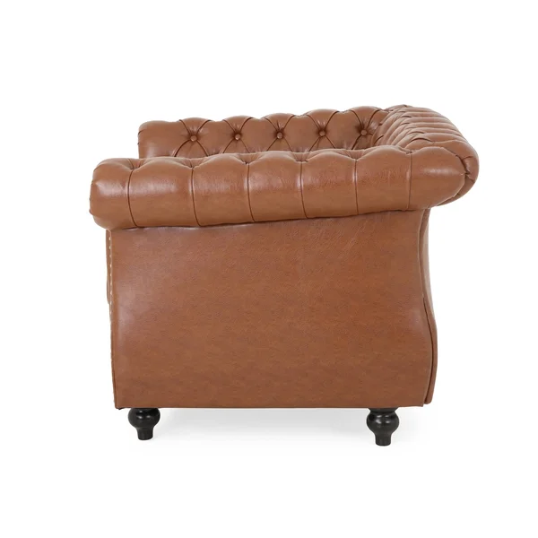 Christopher Knight Home Lucine Traditional Chesterfield Club Chair - Cognac Brown, Dark Brown