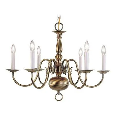 Livex Lighting 5006-01 Williamsburgh 6 Light Chandelier - Antique Brass