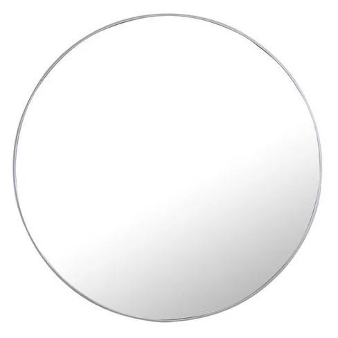 Strick & Bolton Prine 48-Inch Metal Frame Round Mirror - Silver - Silver - 48 inches x 48 inches