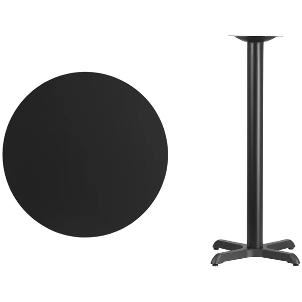 Flash Furniture 30&& Round Laminate Table Top with 22&& x 22&& Bar Height Table Base Black