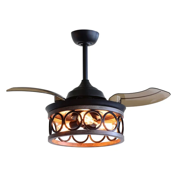 36-Inch Metal Chandelier Retractable 3-Blade Ceiling Fan with Wall Switch