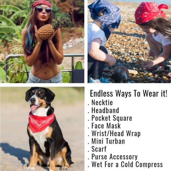 Qraftsy Paisley 100% Cotton Non Fading Print Double Sided Bandanas - Bulk Lot - 35 Pack, Size: One size, Black