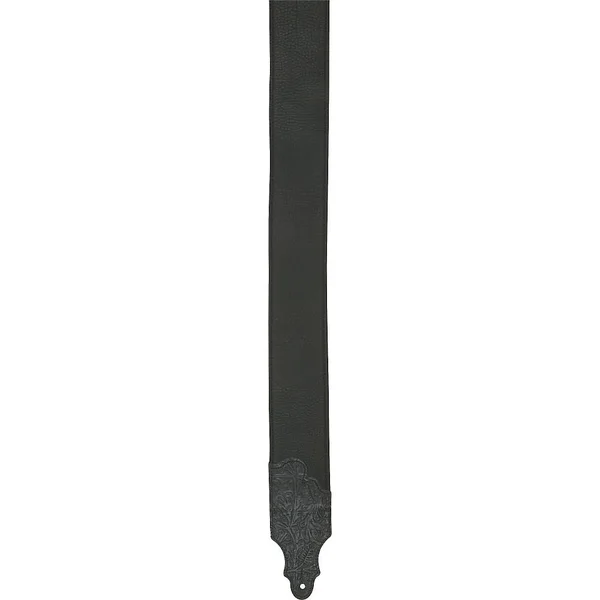 Franklin Strap 3x22 Black Leather Guitar Strap with Tooled Ends