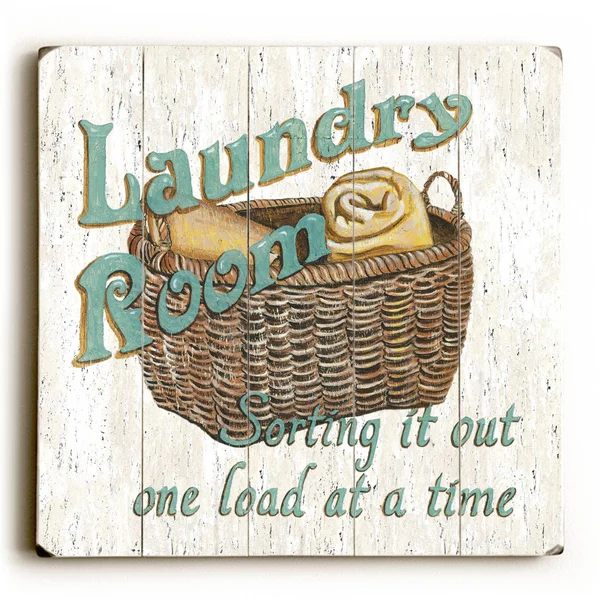 One Bella Casa 0004-9702-21 18 x 18 in. Laundry Room Planked Wood Wall Decor by Debbie Dewitt