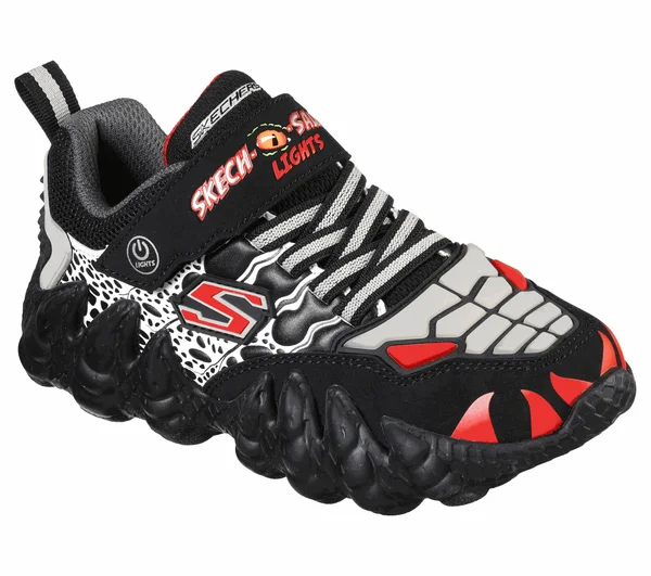 Skechers S Lights: Skech-O-Saurus Lights Black/Red - Size 2.0