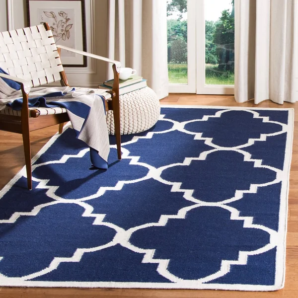 Safavieh 3& x 5& Dhurries DHU633G Dark Grey - Ivory Rug