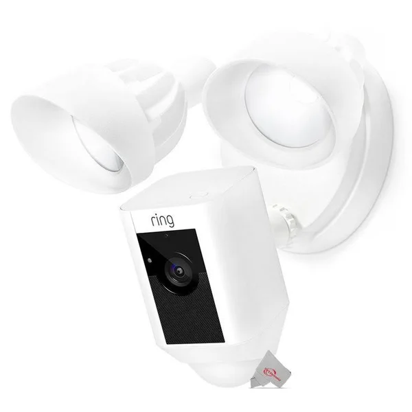 Two Ring Floodlight Cam Wired Plus Motion-Activated 1080p HD White
