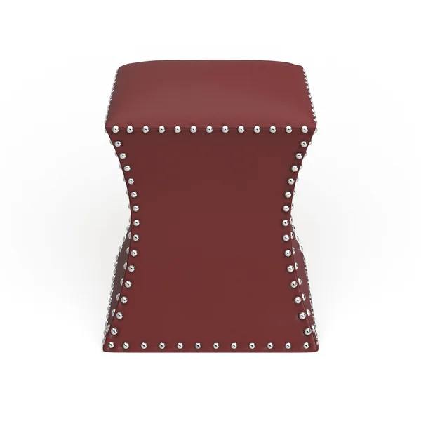 The Curated Nomad Hastings Faux Leather Ottoman, Blue