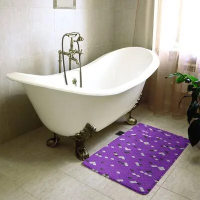 Snake Scales Rectangle Non-Slip Geometric Bath Rug East Urban Home Size: 17x22 W x 24x22 L - Color: Purple/Black