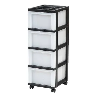 Patchen 4 Drawer Storage Chest Rebrilliant Color: black/pearl