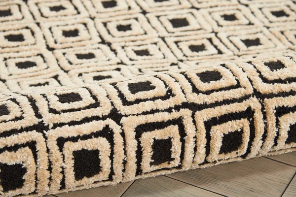 Nourison Deco Mod Dec02 5&3x22 x 7&4x22 Black - Beige Area Rug