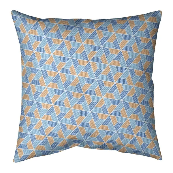 Blue Feature Two Color Trapezoids Throw Pillow - 26 x 26 - Blue & Pink - Cotton