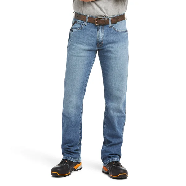 Ariat Men's Rebar M4 Relaxed DuraStretch Basic Boot Cut Work Jean - Blue Haze