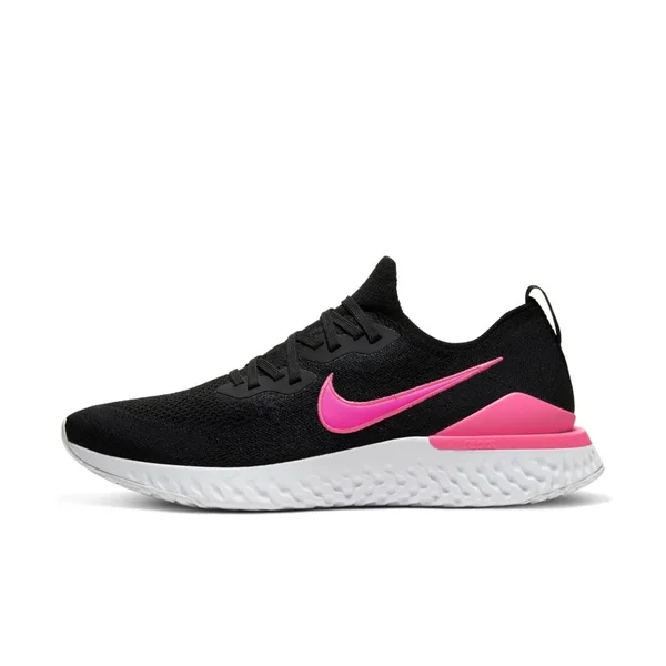 Men's Epic React Flyknit 2 (D - Regular) Running Shoe - Black, Pink Blast, White, 13