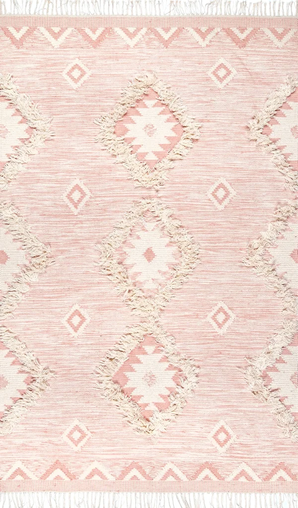 nuLOOM Savannah Moroccan Fringe Pink 5 ft. x 8 ft. Area Rug