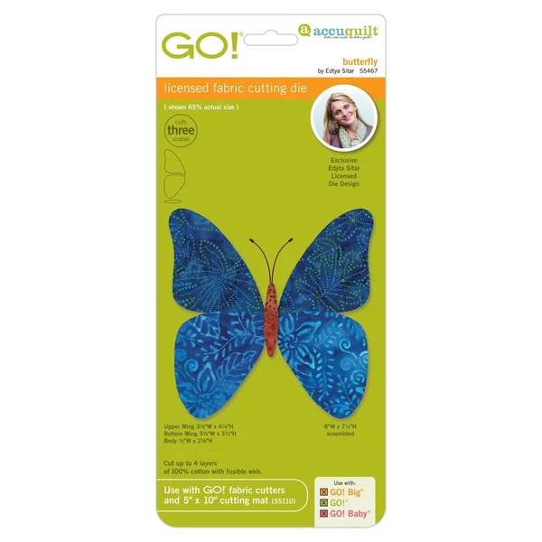 AccuQuilt Go! Fabric Cutting Dies Butterfly by Edyta Sitar 8x22x7.5x22