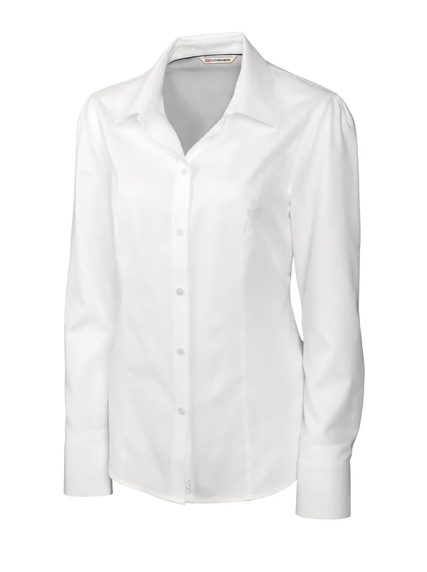 Cutter & Buck Women's Long Sleeve Epic Easy Care Nailshead, White - M