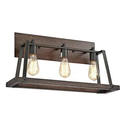 Eben 3 - Light Dimmable Wood 鈔d Oil Rubbed Bronze Vanity Light Industrial Lodge Home