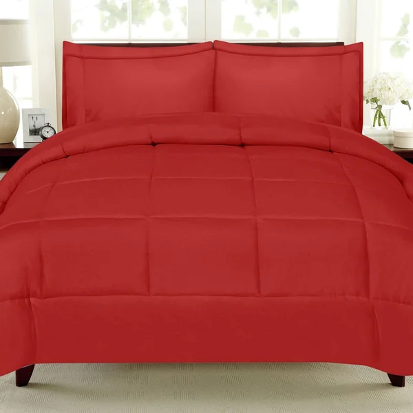 Sweet Home Collection Bed-in-a-Bag Down Alternative Comforter & Sheet Set 7 Piece - Red - Queen