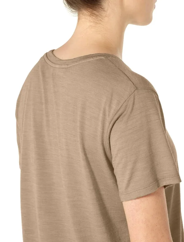 Icebreaker Women's Nature Dye Drayden SS Pocket Crewe - Large - Almond