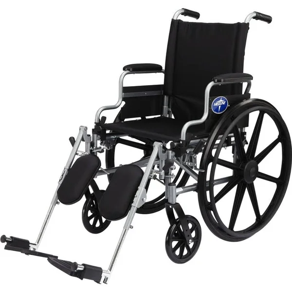 Medline K4 Basic Lightweight Wheelchair, 18 Wide Seat, Desk-Length Arms, Elevating Leg Rests