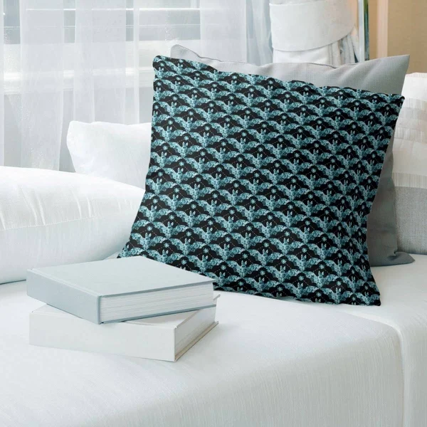 Porch & den Yarrow Floral Bats Throw Pillow - 18 x 18 - Teal - Faux Suede
