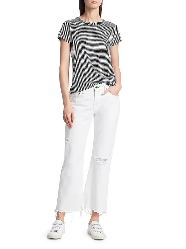 Rag & Bone Striped Crewneck Tee - Black, Women's, X-Small