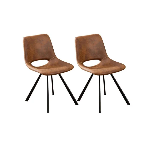 Vanity Art Mid-Century Modern Open Back Synthetic Leather Upholstered Dining Chairs Set of 2 Pcs Counter Bar Chairs Uc-14brn, Br
