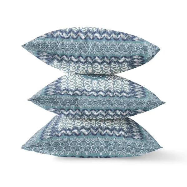 Holy Tie Die Flower Pillow Bright Blue Cream 16x22 x 16x22