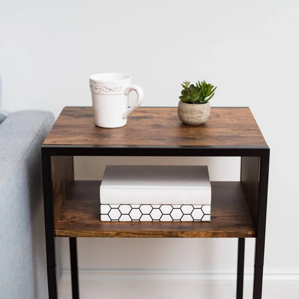 Iris USA, Inc. Brown A-Shape Wood and Metal Side Table