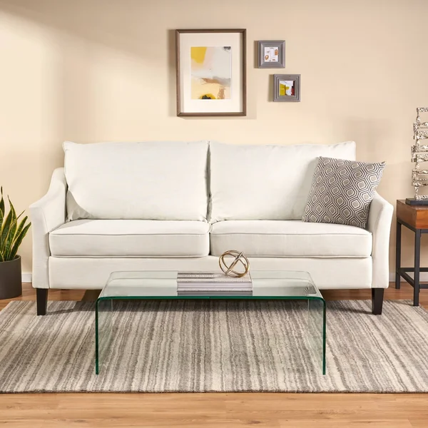 Almeda Contemporary Fabric 3 Seater Sofa by Christopher Knight Home (Beige + Dark Brown)