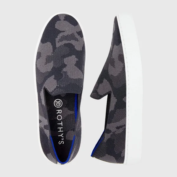 Rothy&s Grey Slip-On Sneakers, Grey Camo, Size 10.5
