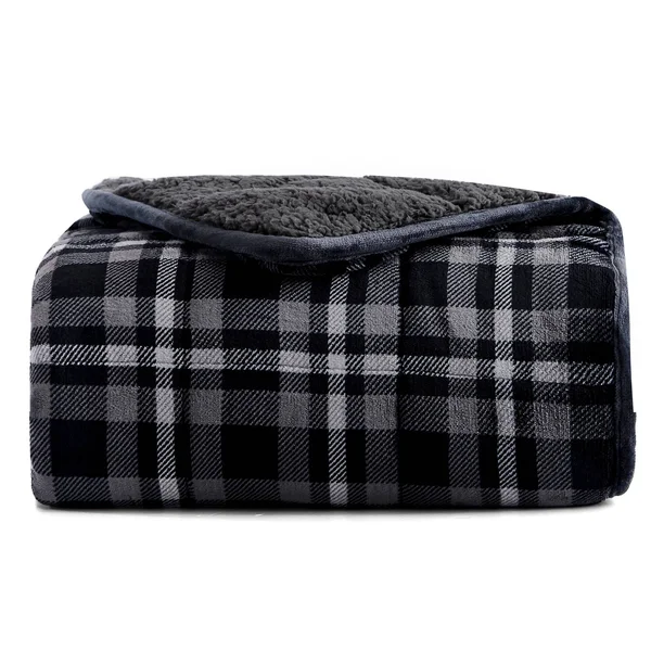 Rejuve 10lb. Velvet to Sherpa REVERSE Weighted Throw Blanket - 50x22 L x 60x22 W - Charcoal