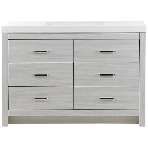 Glacier Bay Woodbrook 49 in. W x 19 in. D Bath Vanity in Elm Sky with Cultured Marble Vanity Top in White with White Sink