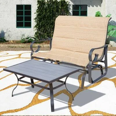 Paliwal Outdoor Glider Bench Red Barrel Studio Color: White