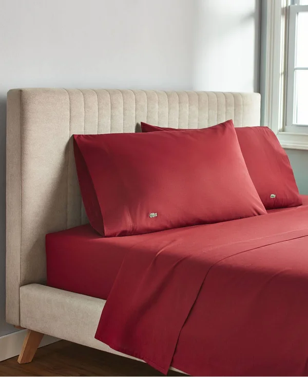 Lacoste Home Advantage Easy Care Sheet Set - Twin/XL - Deep Red