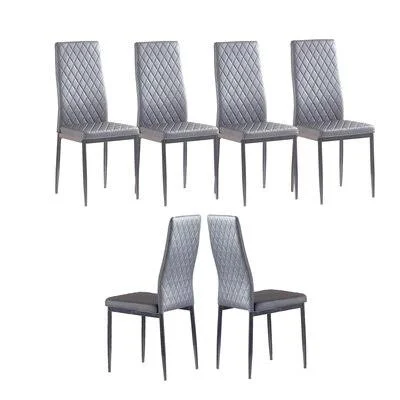 Jonquel Leather Upholstered Dining Chair Latitude Run Upholstery Color: Gray, Frame Color: Gray