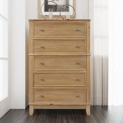 Azella Solid Wood 5 Drawer Chest Red Barrel Studio