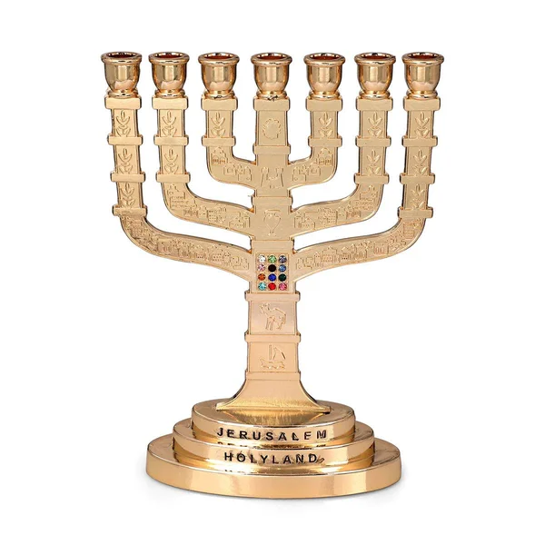 Seven Branch Menorah - 12 Tribes of Israel (Variety of Colors)