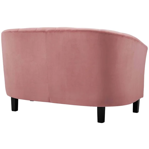 Modway Prospect Channel Tufted Upholstered Velvet Loveseat Light Blue