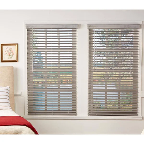Perfect Lift Window Treatment Room Darkening Driftwood Gray 2 in. Cordless Faux Wood Blind 30 in. W x 72 in.. L (Actual Size: 30