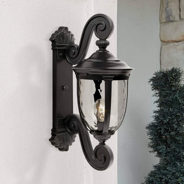 Bellagio 24x22 High Black Dual Scroll Arm Outdoor Wall Light