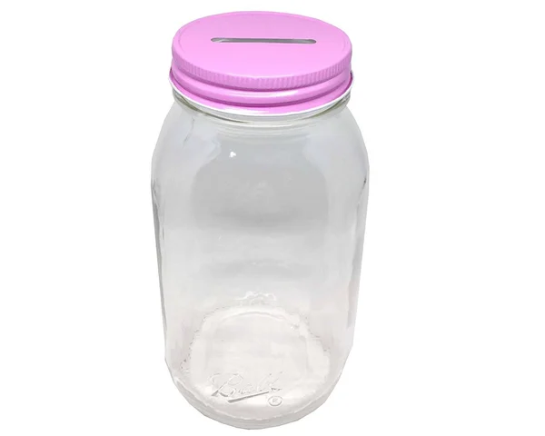 Jarming Collections 1 Smooth Sided Mason Jar with Slotted Lid Regular Mouth Quart 32oz Piggy Bank (1 - Pink)