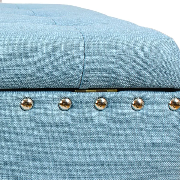 AdecoTrading Home 3 Piece Storage Ottoman Set; Blue