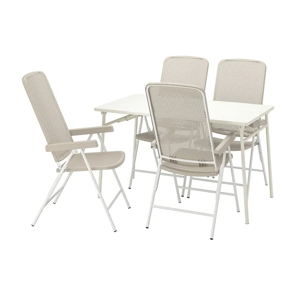 IKEA - TORPAR? Table + 4 Reclining Chairs - Outdoor, White/Beige, 51 1/8