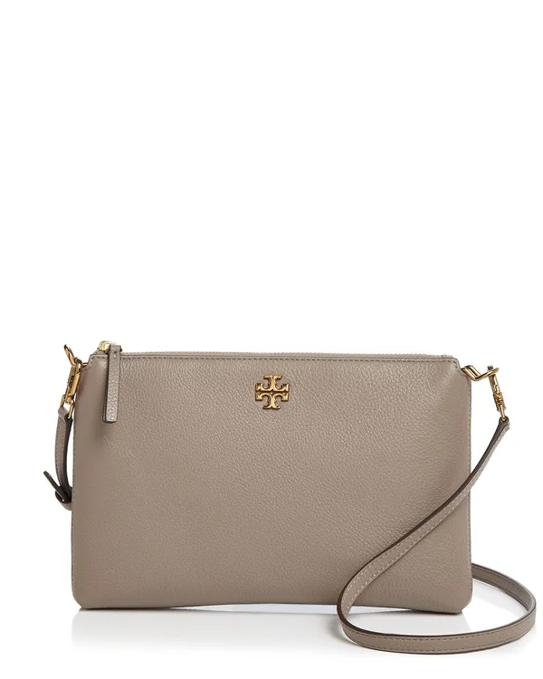 Tory Burch Kira Small Pebbled Leather Top-Zip Crossbody - Jackfruit/Gold