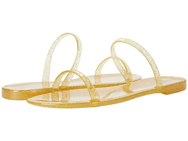 Women's Stuart Weitzman Sawyer Slide Sandal, Size 4 M - Metallic