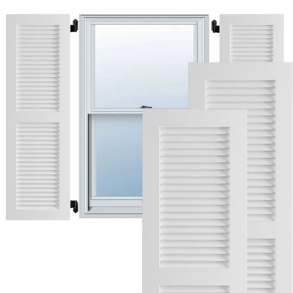 Ekena Millwork CWL18X056WHC 18x22W x 56x22H Exterior Composite Louvered Shutters (Per Pair), White