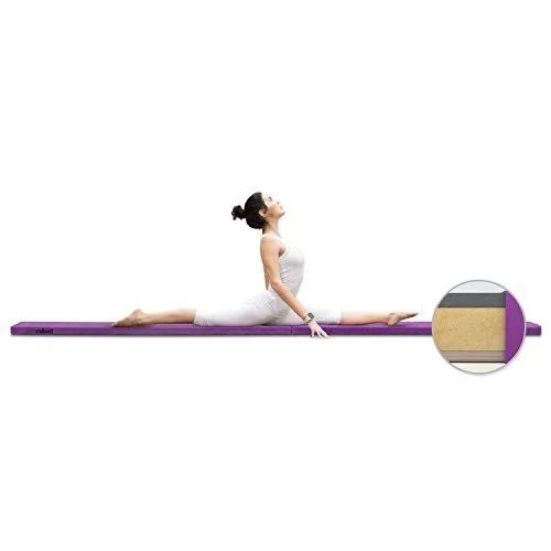 Milliard Wood Balance Beam 9.5 Feet Gymnastics Folding Intermediate Level Floor Beam, Wood Base with Foam Top and Carry Handle f