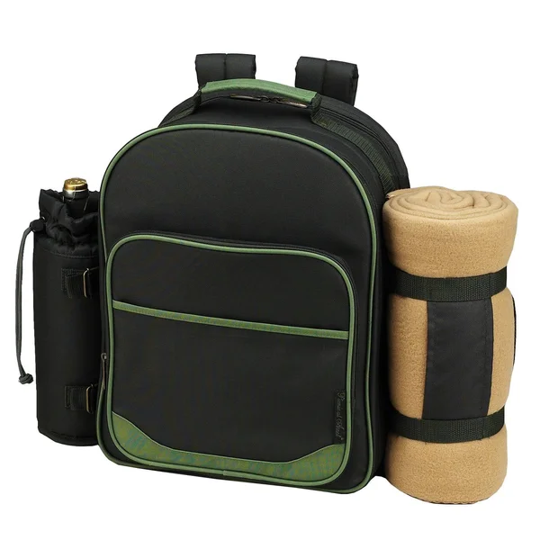 Picnic at Ascot 4 Person Picnic Backpack with Blanket - Navy/Chevron